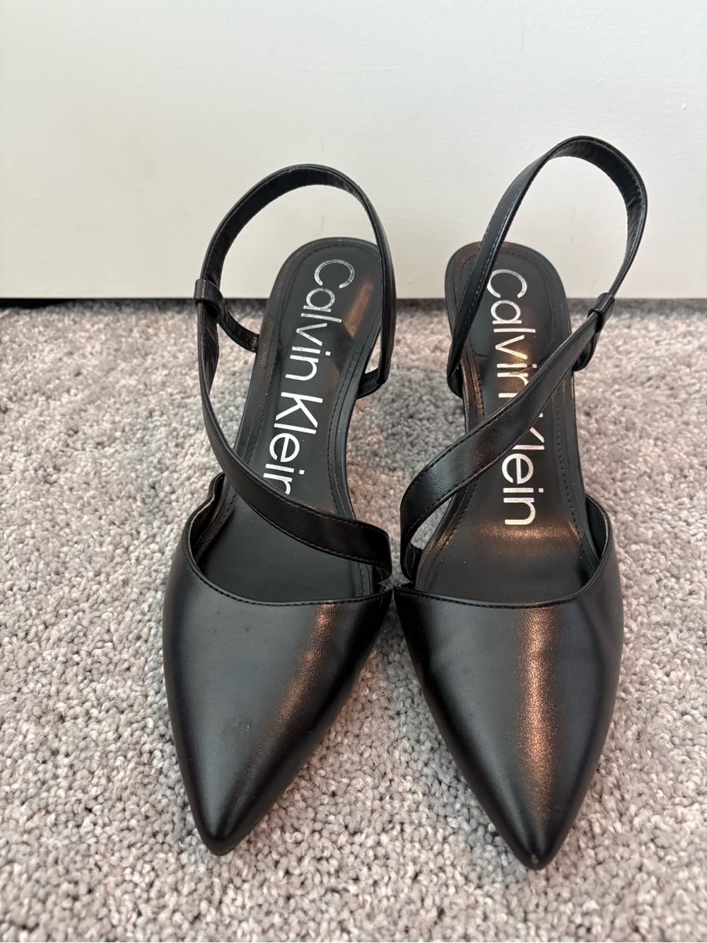 Calvin Klein Black Pointed Slingback Heels - Picture 2 of 4